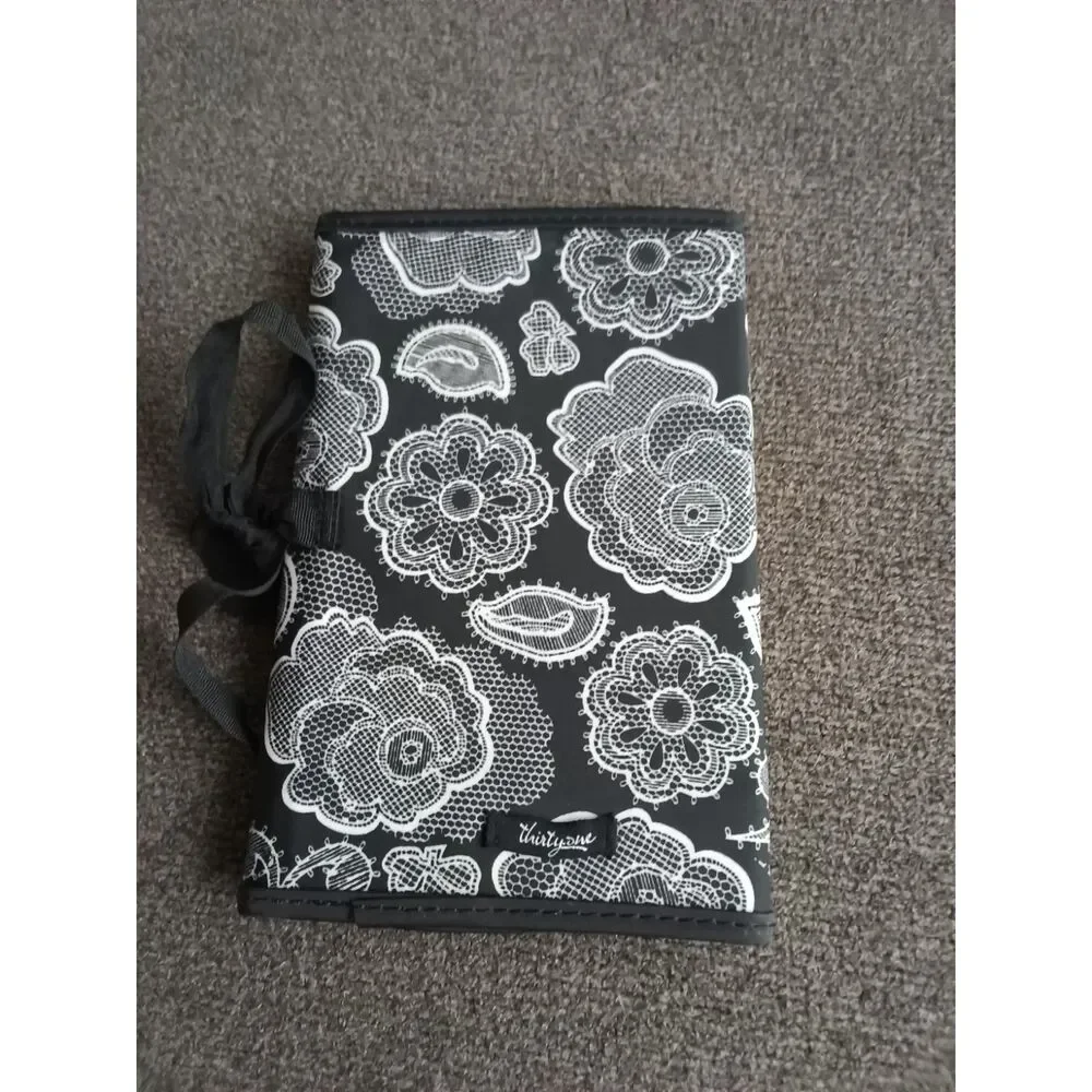 Thirty One Fold and Go Organizer Black Botanical Lace New